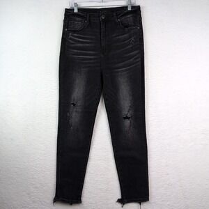 Risen Jeans High Rise Vintage Washed Skinny Jeans RDP1293 Sz 13/31 Black